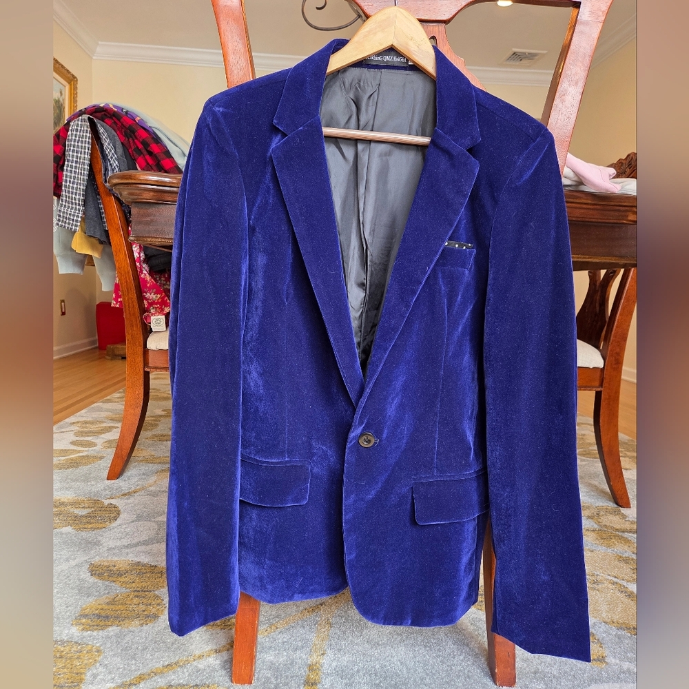 Men's Royal Blue Velvet Blazer Size M